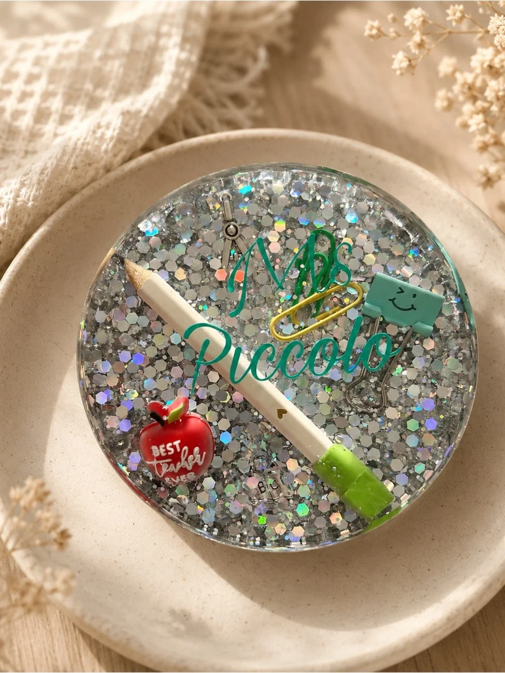 Personalized Purple Glitter Teacher Desk Name Plate – Ms Caporaso